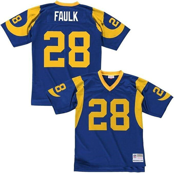 Men's Blue Los Angeles Rams Active Player Custom Mitchell & Ness Throwback Stitched Football Jersey